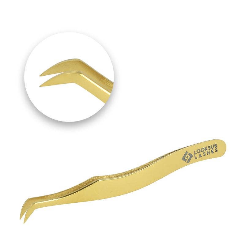 Looksus Lashes Gold Premium pęseta do przedłużania rzęs 5, 1 opak.