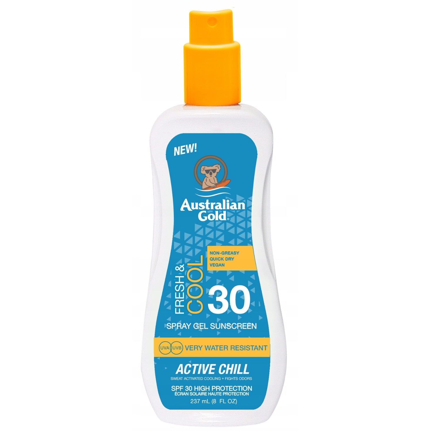 Australian Gold żel w sprayu z bronzerem i wysoką ochroną SPF30, 237 ml