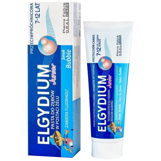 Elgydium Junior pasta do mycia zębów dla dzieci 7-12 o smaku gumy balonowej, 50 ml