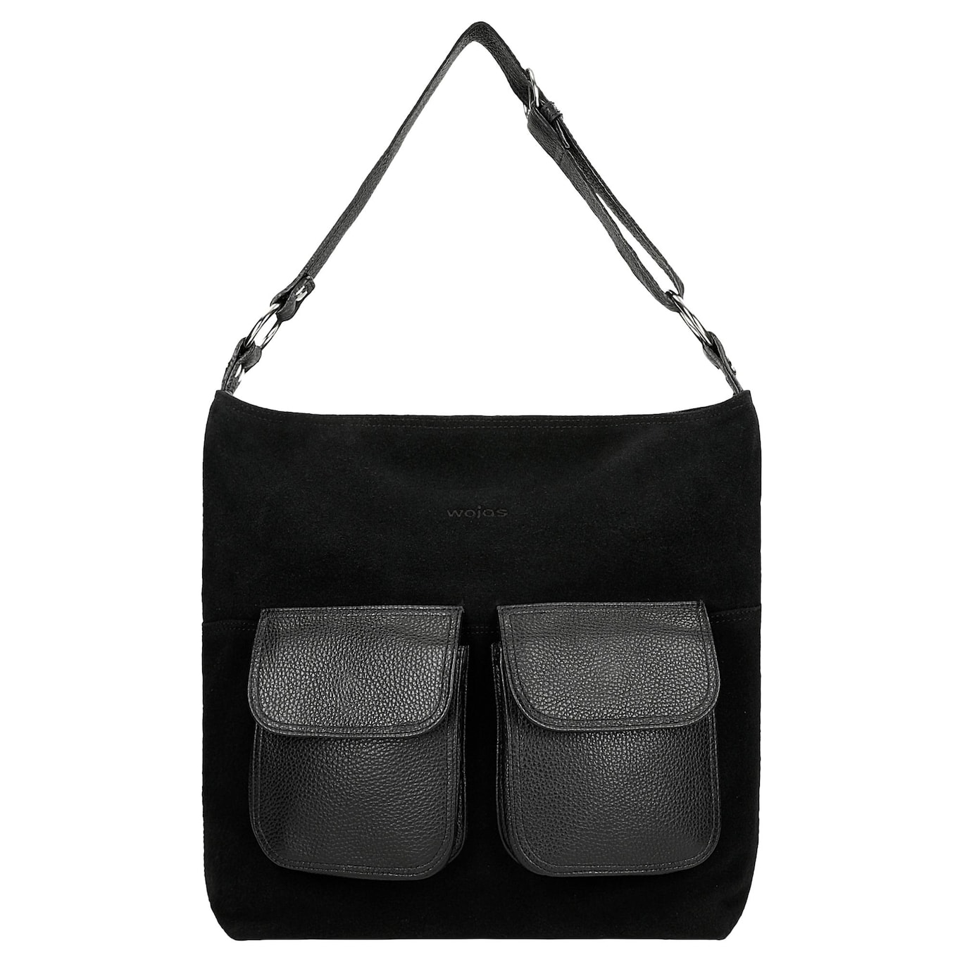 Wojas Czarna Torebka Damska Z Łączonych Skór