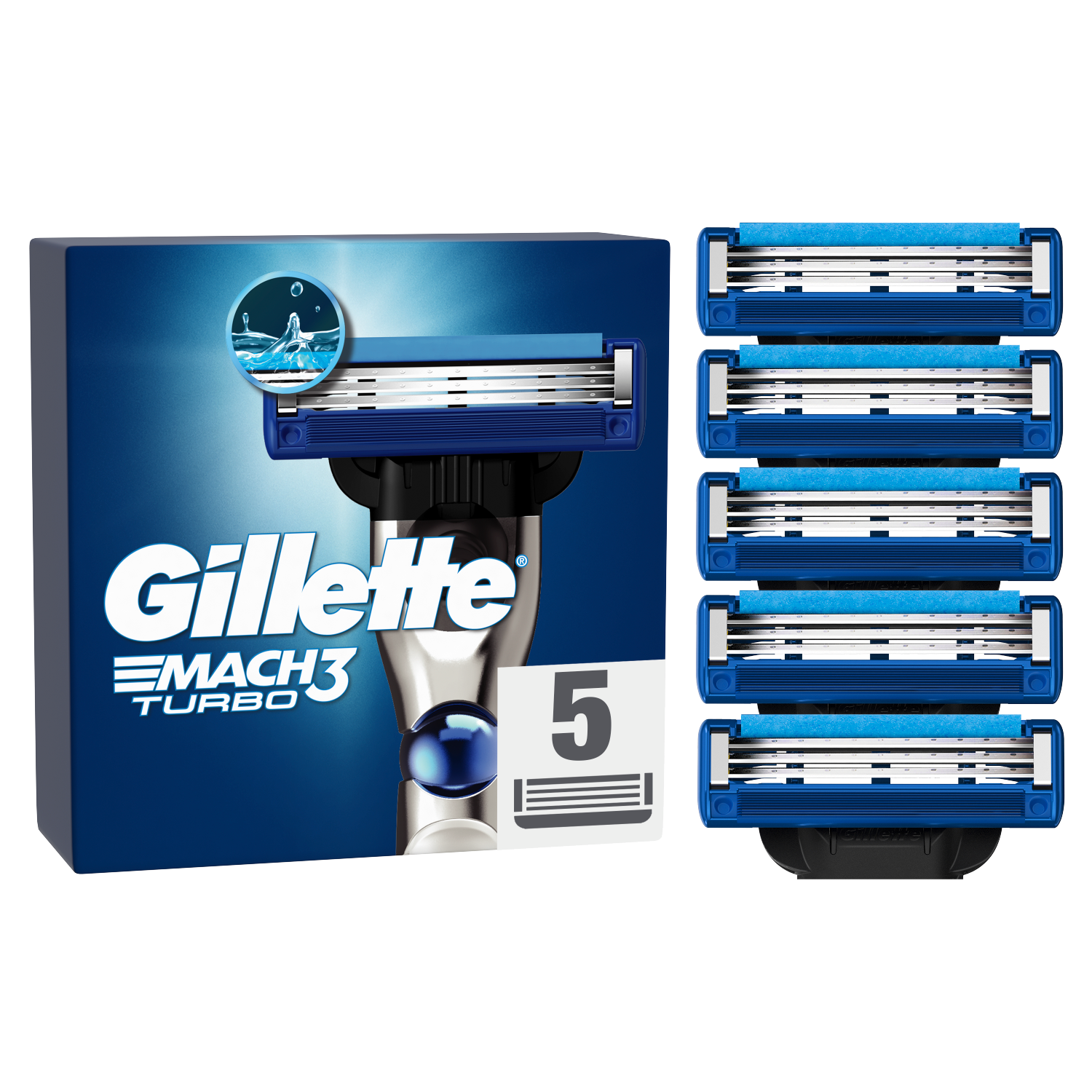Gillette Mach3 Turbo wkłady do maszynki do golenia, 5 szt./1 opak.