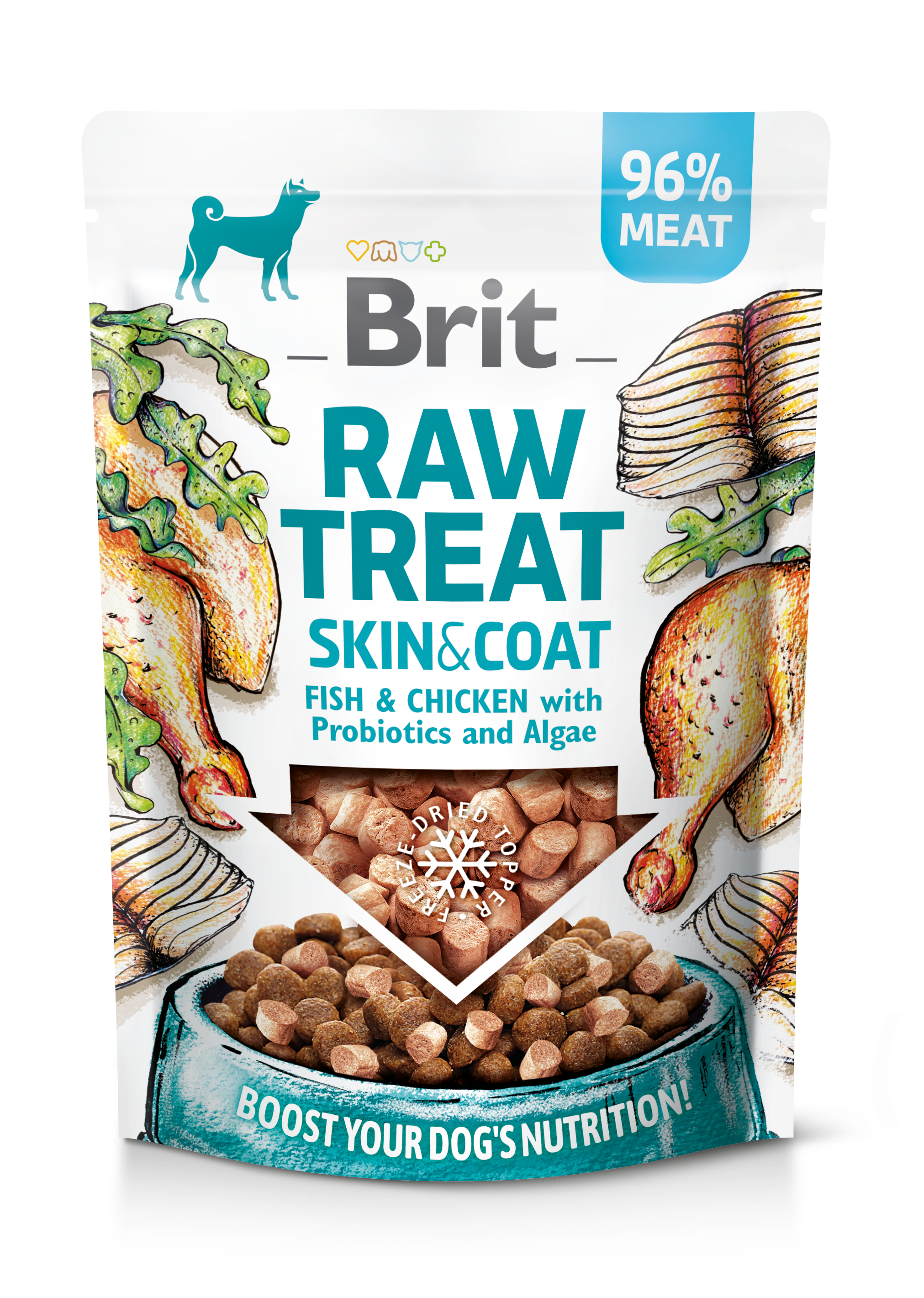 Brit Smaczki psa raw treat skin & coat fish & chicken 40g