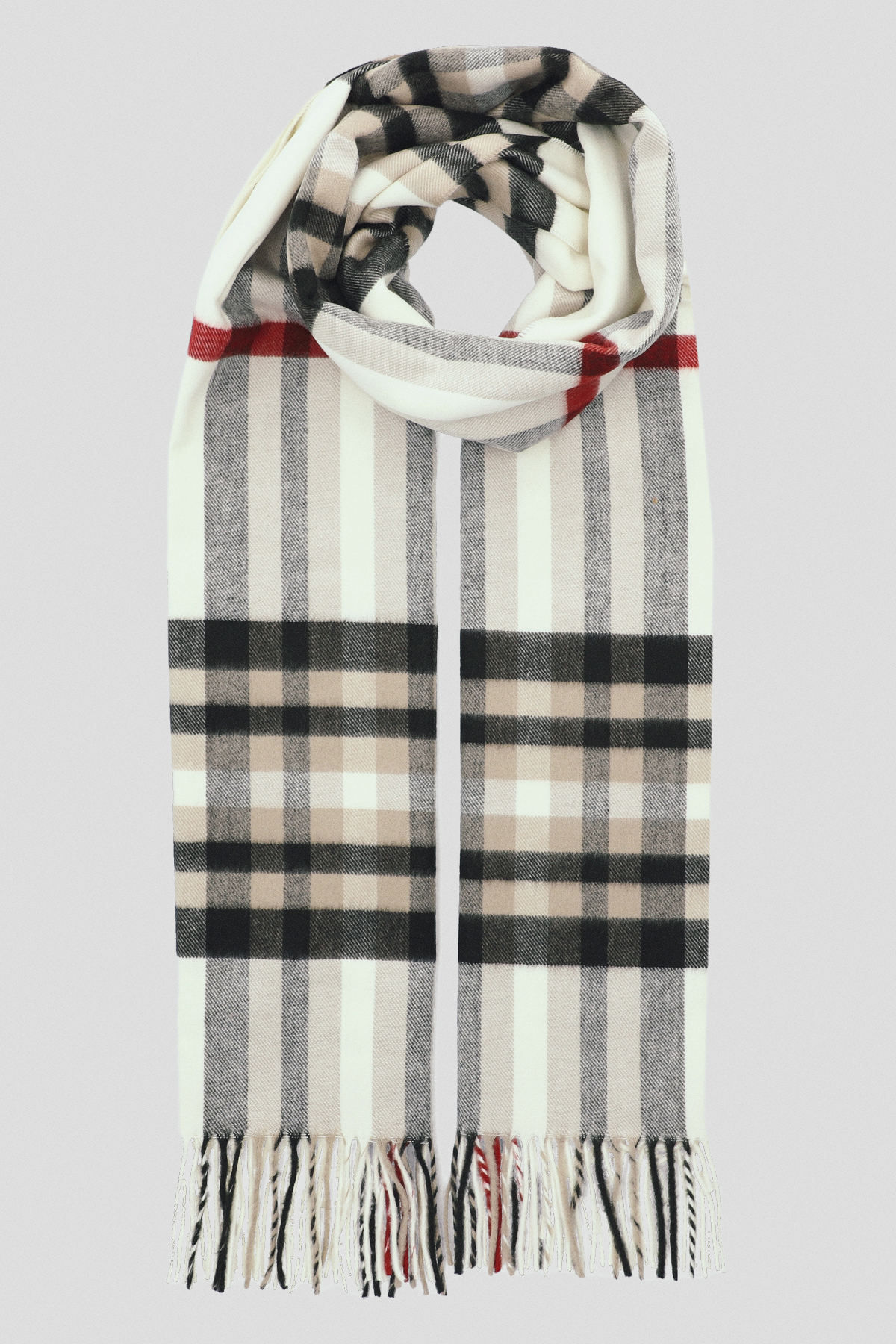 Lancerto Szal Szaro-Kremowy w Kratę Tartan Unisex