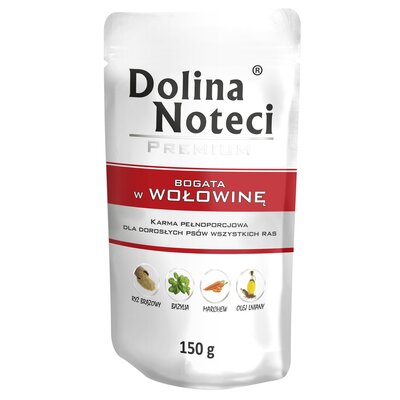 Karma dla psa DOLINA NOTECI Premium bogata w wołowinę 150 g