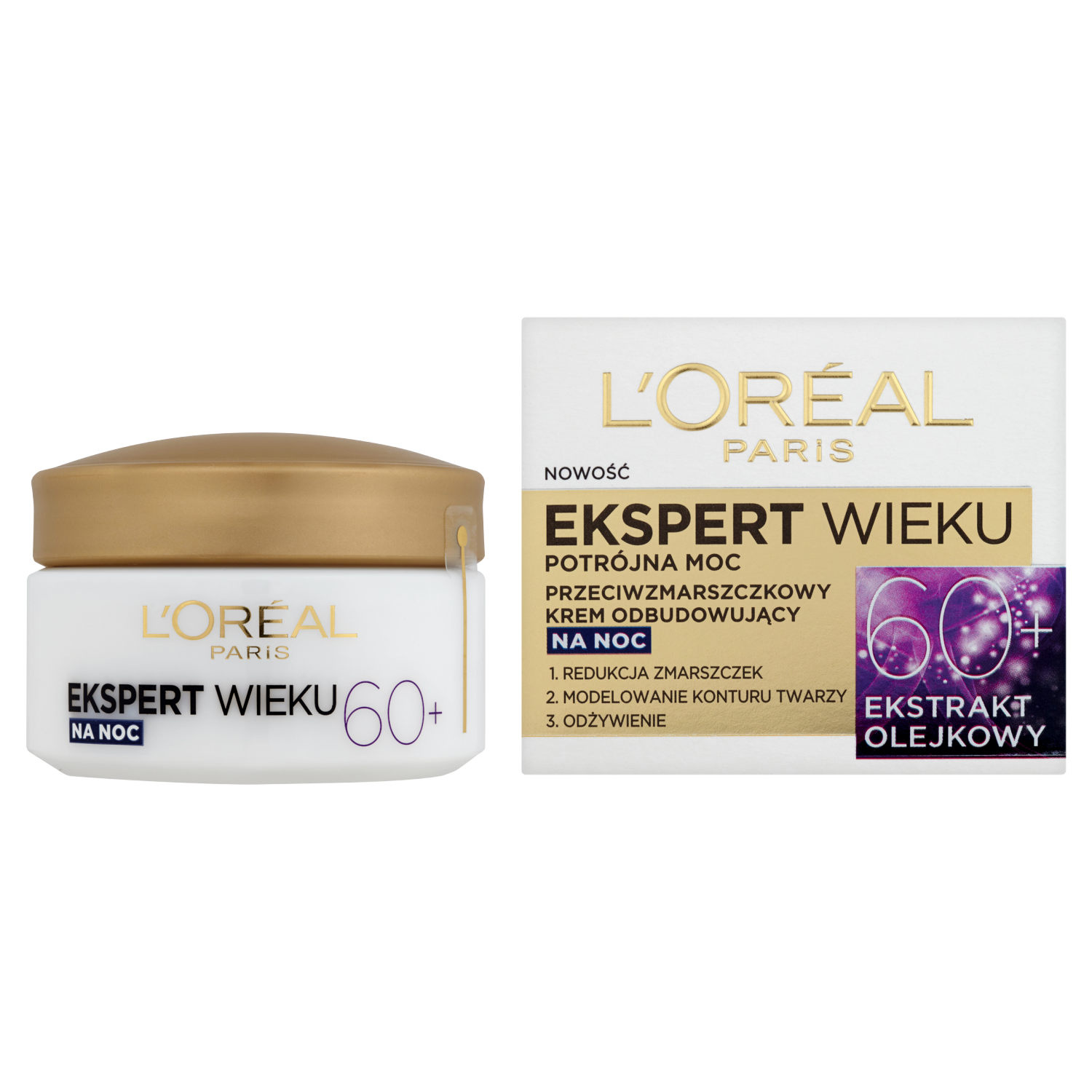 L'Oréal Paris Ekspert Wieku przeciwzmarszczkowy krem odbudowujący komórki na noc 60+, 50 ml