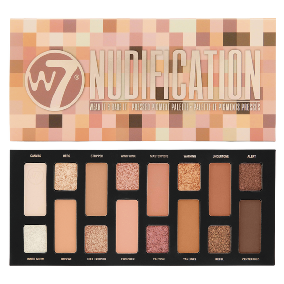 W7 Nudification paleta prasowanych pigmentów do powiek, 12 g