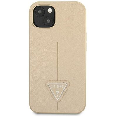 Etui GUESS Saffiano Triangle Logo do Apple iPhone 13 Beżowy