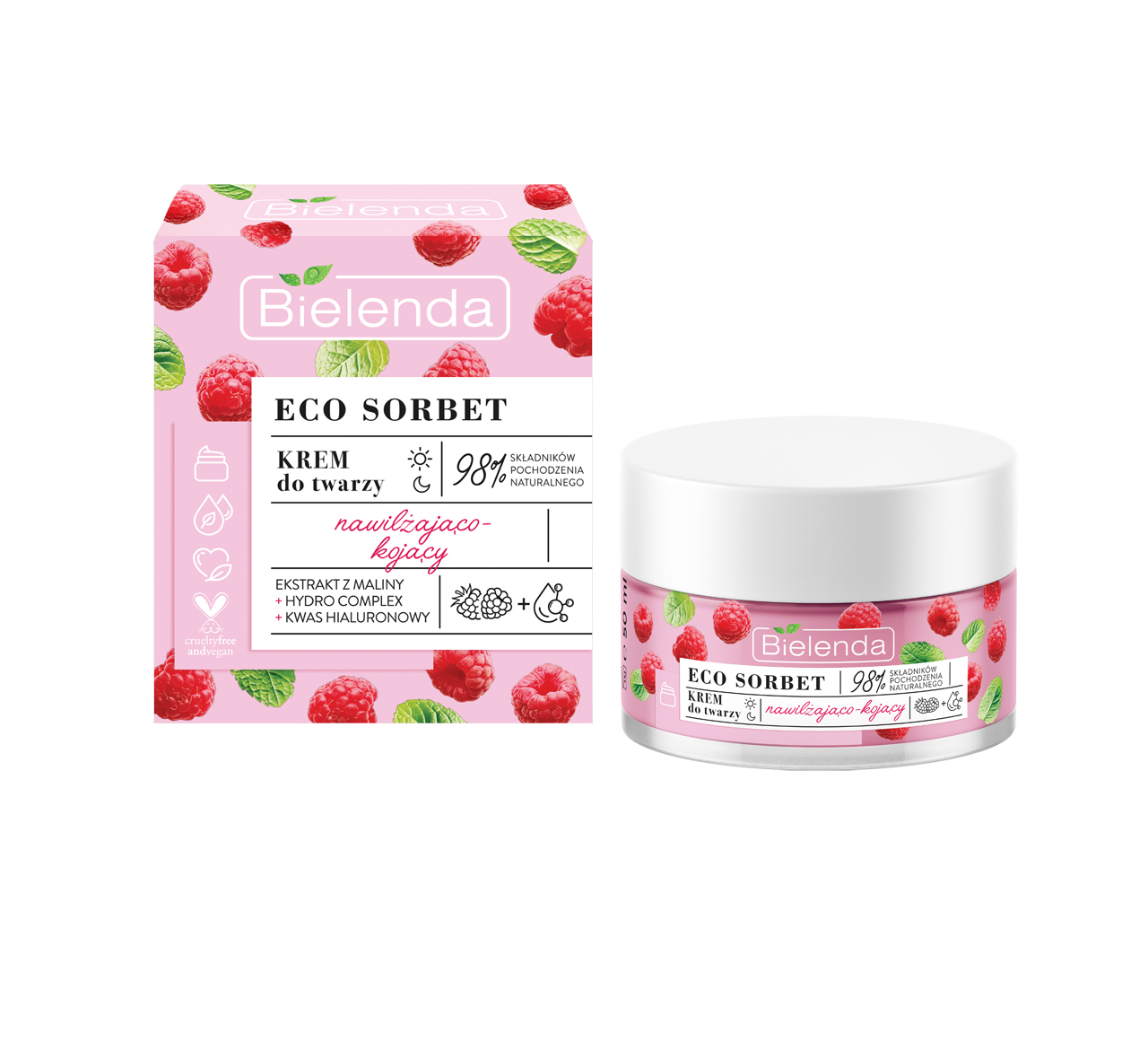 Bielenda Eco Sorbet Malina Krem nawilżająco-kojący, 50 ml