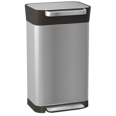 Kosz na śmieci z pedałem JOSEPH JOSEPH Titan system zgniatania śmieci, filtr pochłaniający zapachy 30L Srebrno-czarny