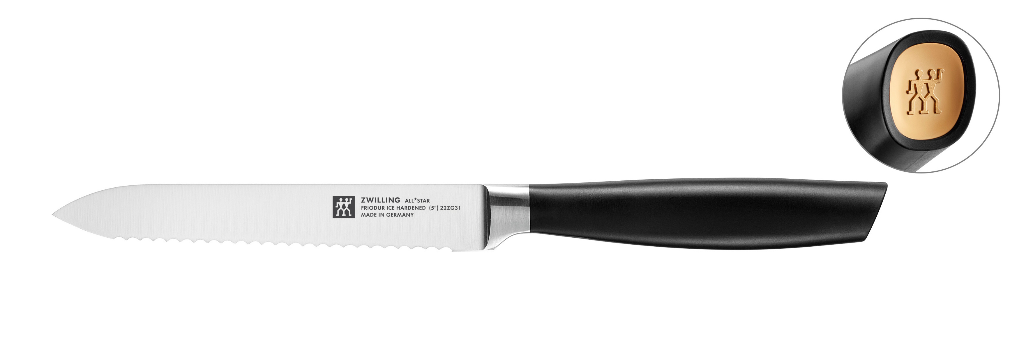 Zwilling - Nóż uniwersalny z ząbkami All Star Złoty mat