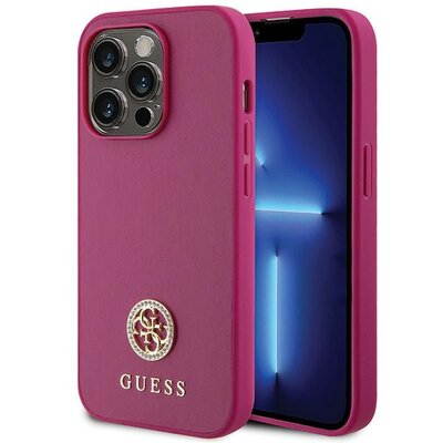 Etui GUESS Strass Metal Logo do Apple iPhone 15 Pro Max Różowy