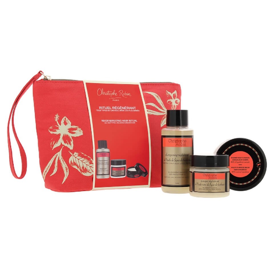 Christophe Robin Regenerating zestaw: podróżny do włosów szampon do włosów, 75 ml + uniwersalny balsam, 50 ml + maska do włosów, 50 ml