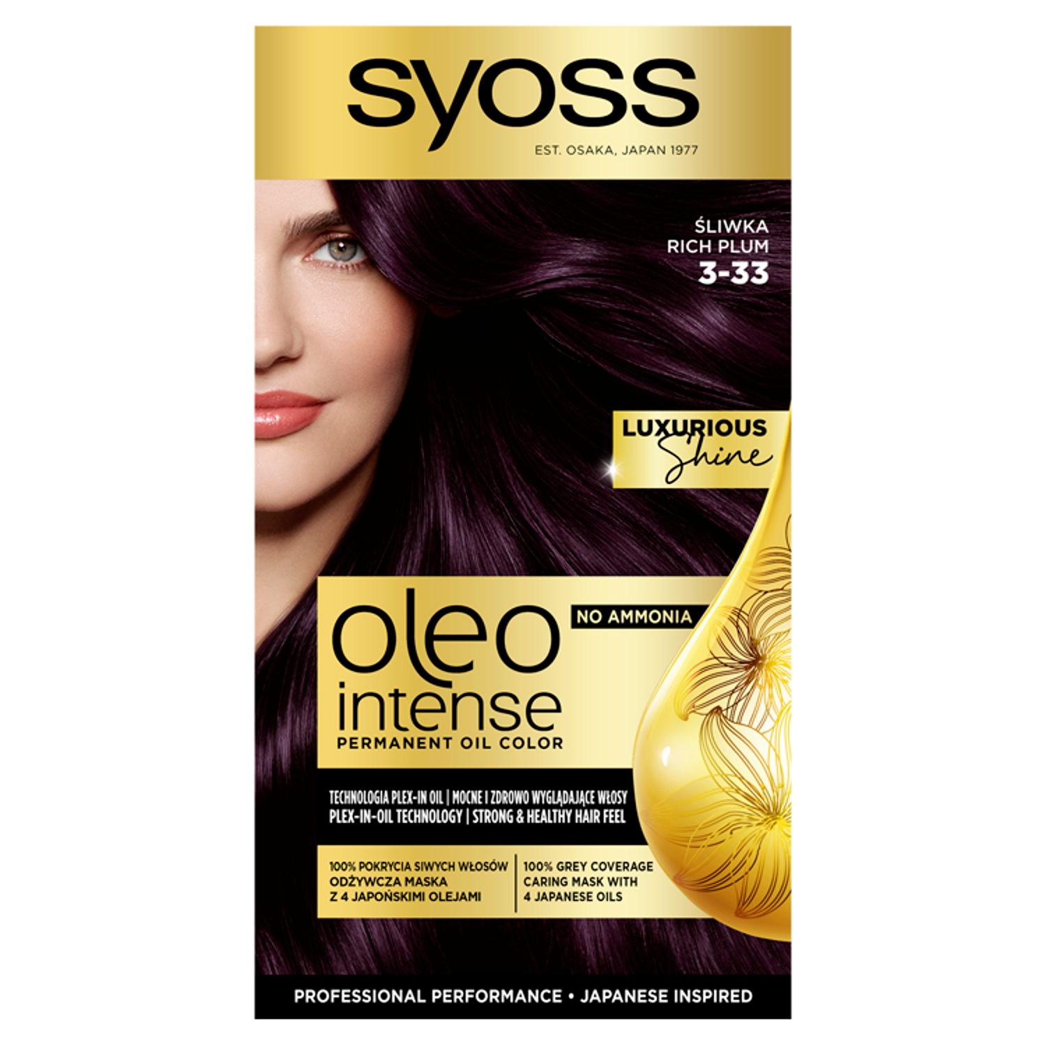 Syoss Oleo Intense farba do włosów bez amoniaku 3-33 śliwka, 1 opak.