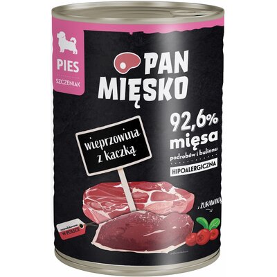 Karma dla psa PAN MIĘSKO Wieprzowina z kaczką 400 g