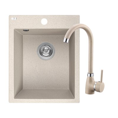 Zlewozmywak jednokomorowy LAVEO Chichi SBHA410T Beżowy 48x39 + bateria