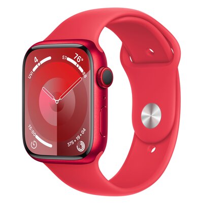 APPLE Watch 9 GPS + Cellular 45mm koperta z aluminium (czerwony) + pasek sportowy M/L (czerwony)