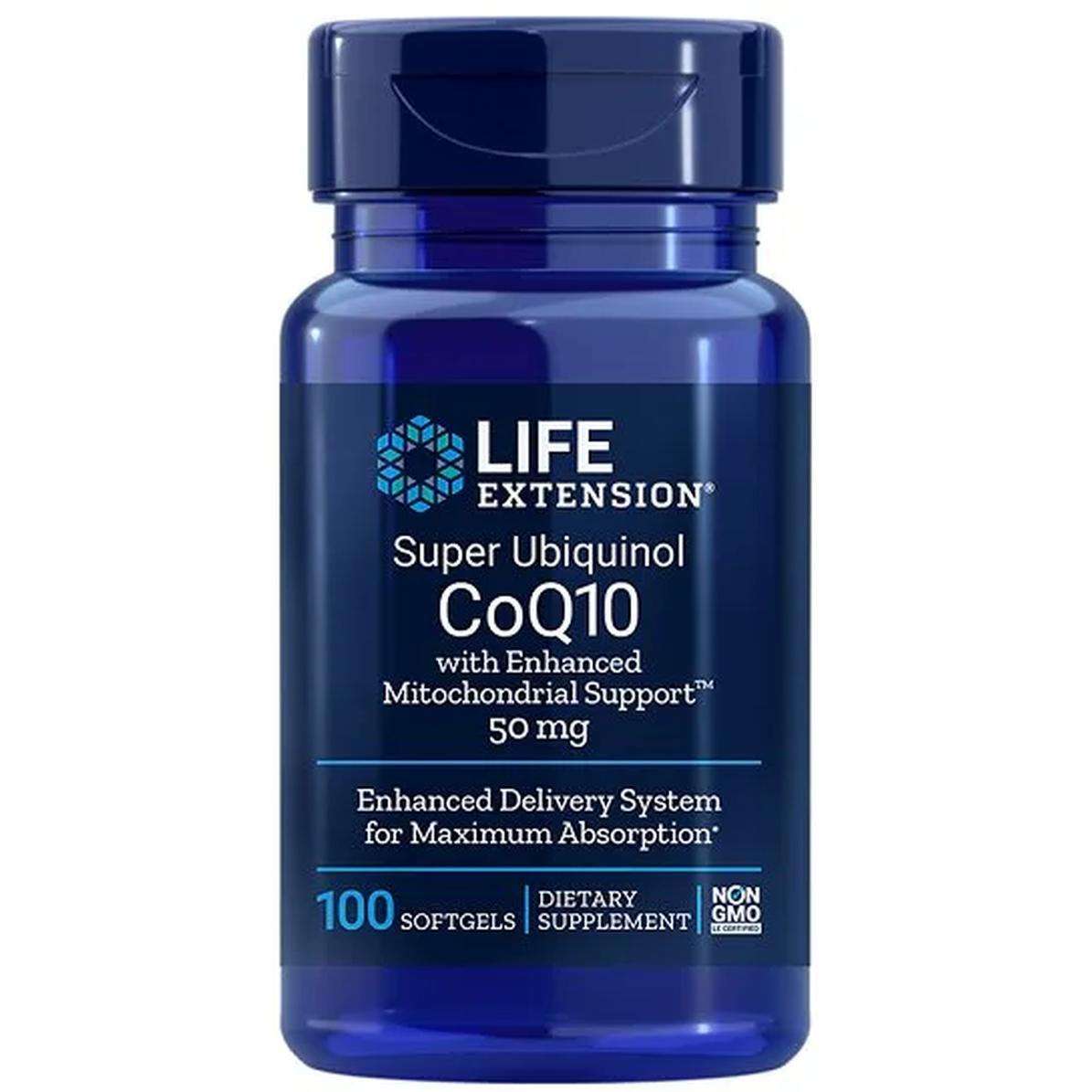 Life Extension Super Ubiquinol CoQ10 suplement diety koenzym Q10 ze wzmocnionym wsparciem dla mitochondriów, 50 mg, 100 kaps./1 opak.