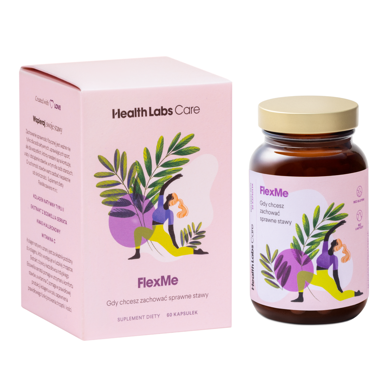 Health Labs Care FlexMe suplement diety wspomagający prawidłowe funkcjonowanie stawów i poprawę elastyczności układu kostno-stawowego, 60 kaps./1 o...