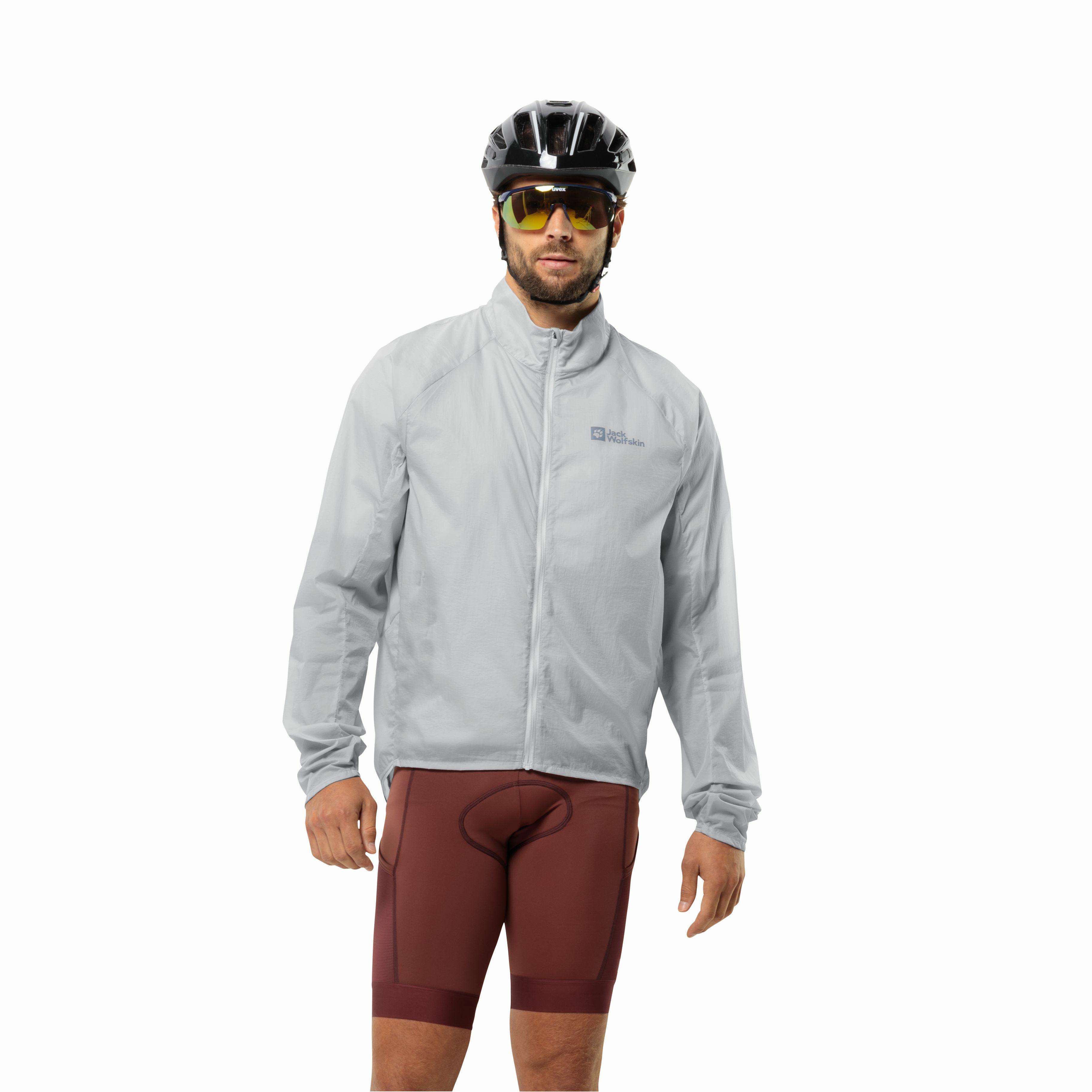 Męska kurtka przeciwwiatrowa na rower Jack Wolfskin GRAVEX WIND JKT M cool grey - XL