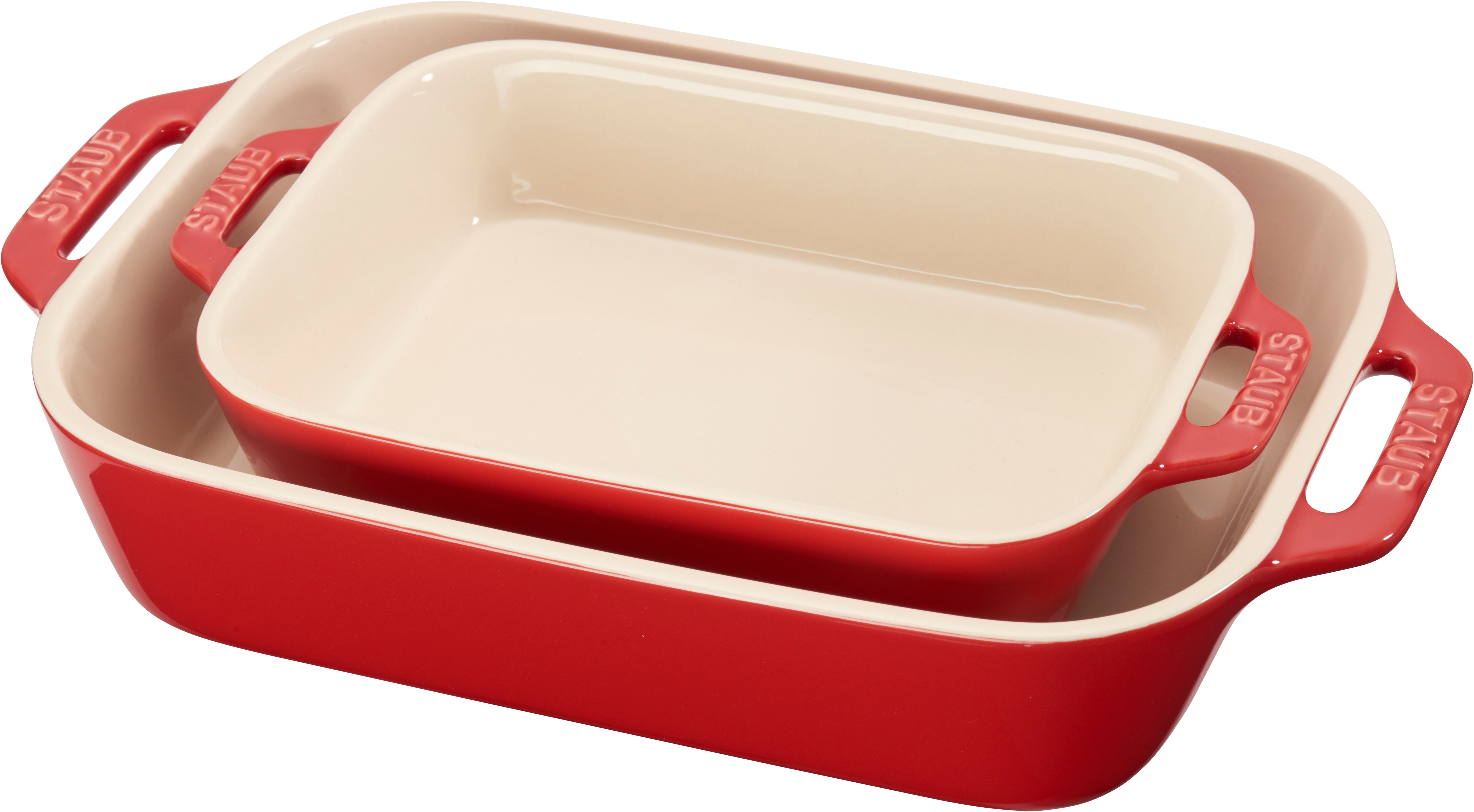 Staub - zestaw 2 półmisków prostokątnych Cooking, czerwony