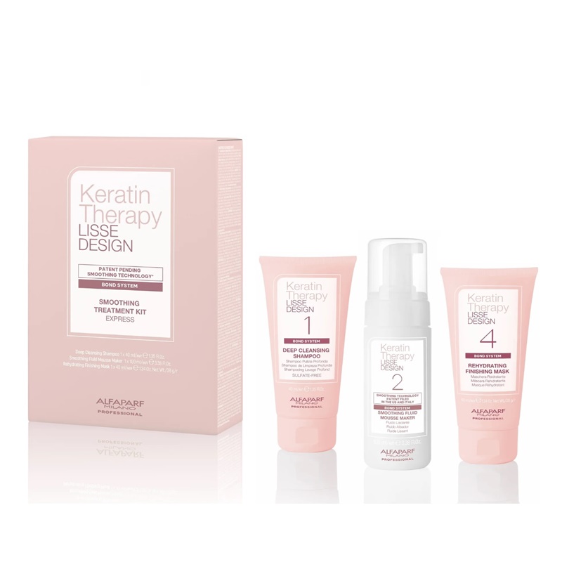 Alfaparf Keratin Therapy Smoothing Treatment Kit zestaw do keratynowego prostowania włosów: szampon, 40 ml + płyn prostujący, 100 ml + maska nawilż...