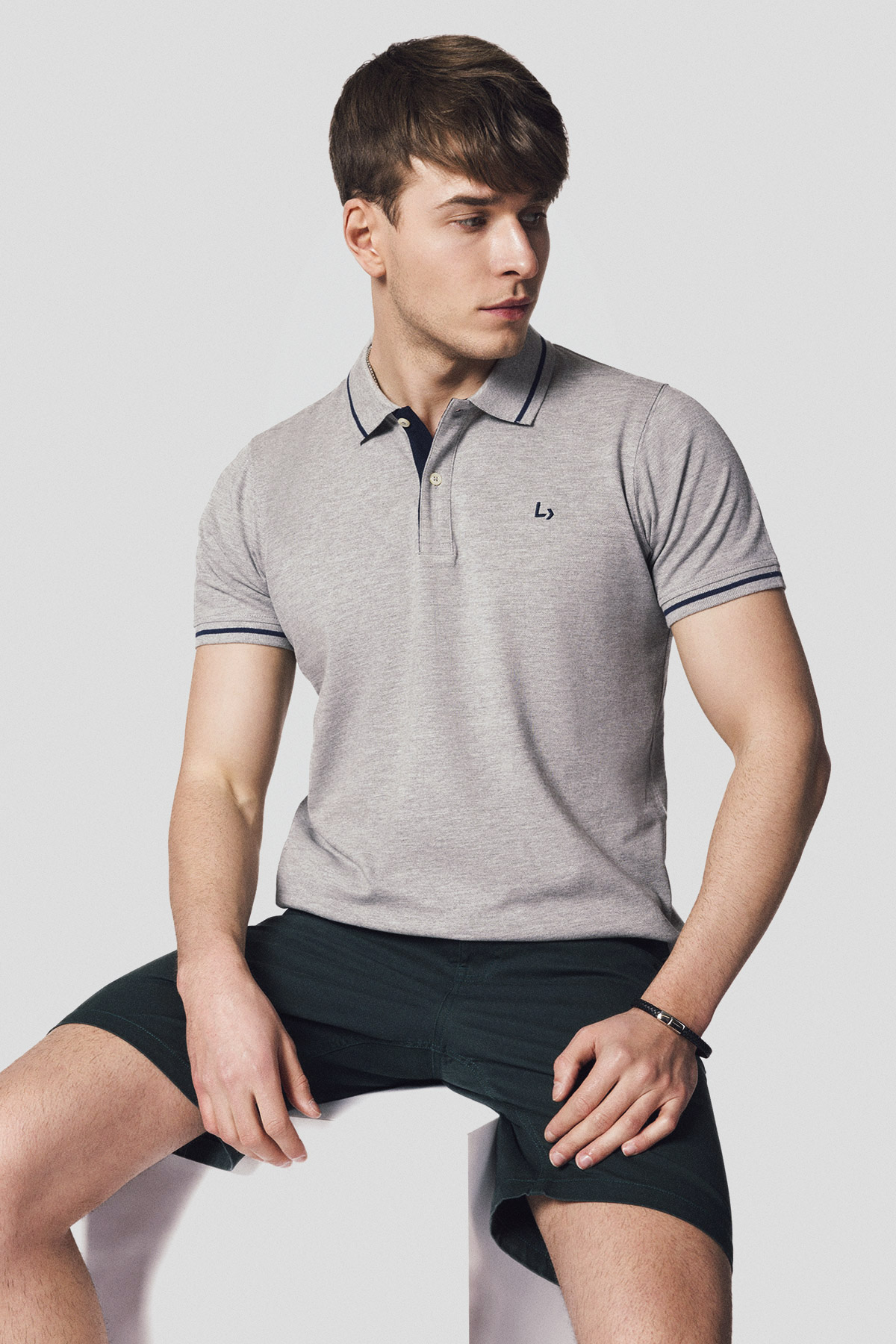 Lancerto Koszulka Polo Bawełniana Szara Tom