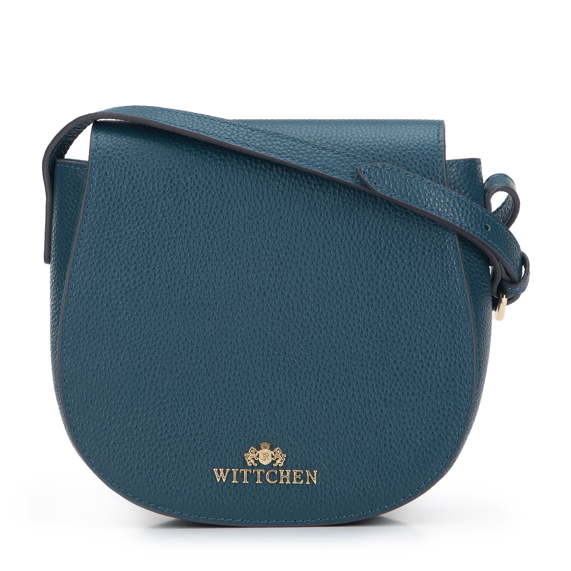 Damska listonoszka skórzana zaokrąglona ciemny turkus