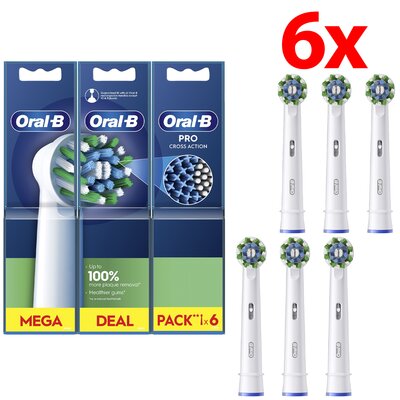 Oryginalna końcówka szczoteczki ORAL-B Pro Cross Action Biały (6 szt.) (Włókna w kształcie litery X usuwają więcej płytki)