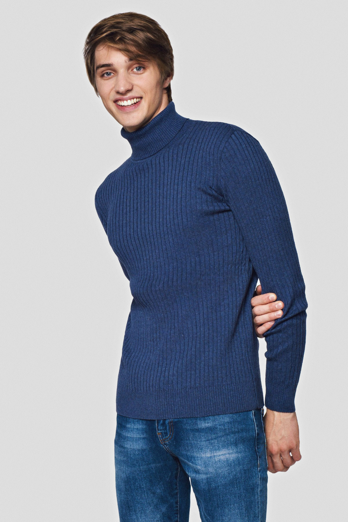 Lancerto Golf Granatowy Bawełniany w Prążek Parker