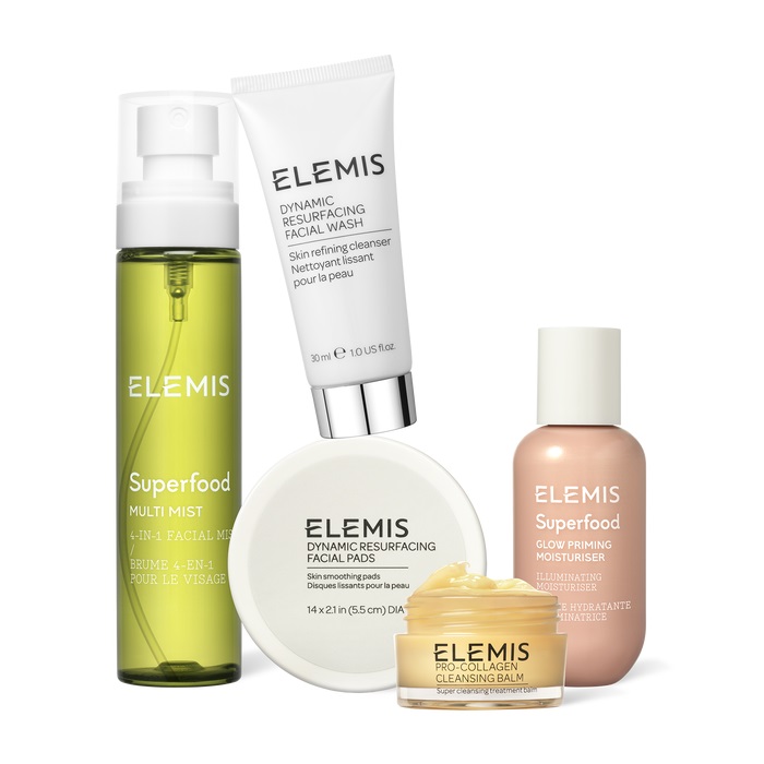 Elemis zestaw: balsam oczyszczający do twarzy, 20 g + krem do mycia twarzy, 30 ml + płatki złuszczające, 14 szt. + kremowa primer do twarzy, 60 ml ...