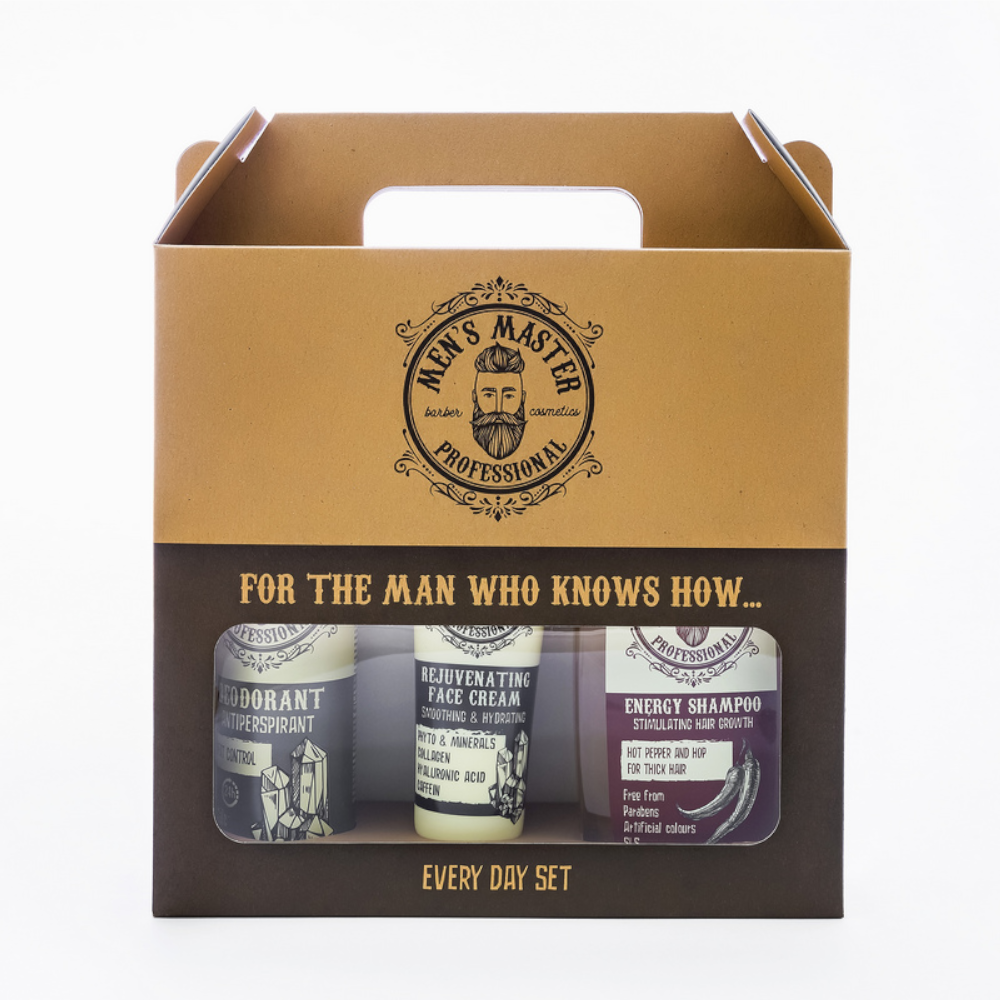 Men's Master zestaw: krem do twarzy, 75 ml + szampon do włosów, 260 ml + dezodorant, 150 ml