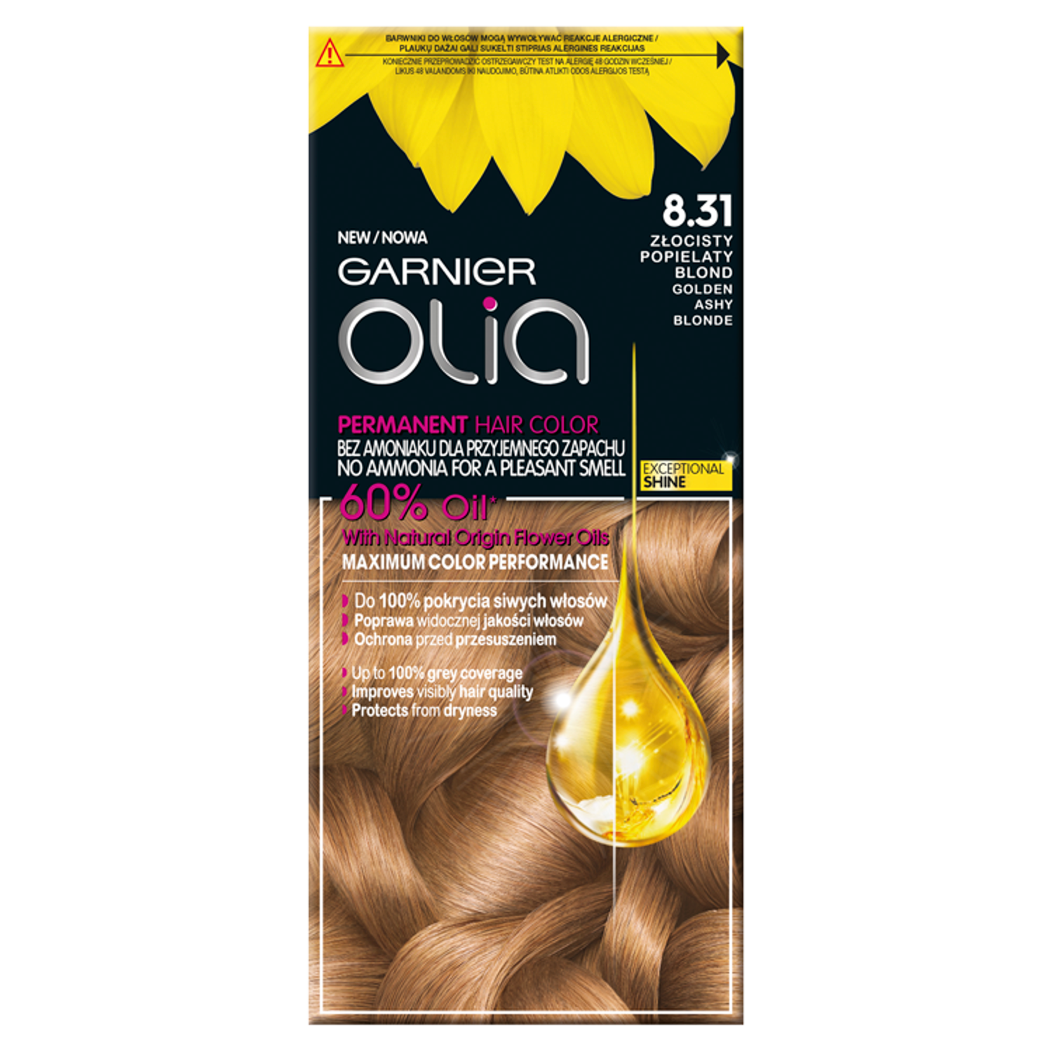 Garnier Olia farba do włosów 8.31 złocisty popielaty blond, 1 opak.