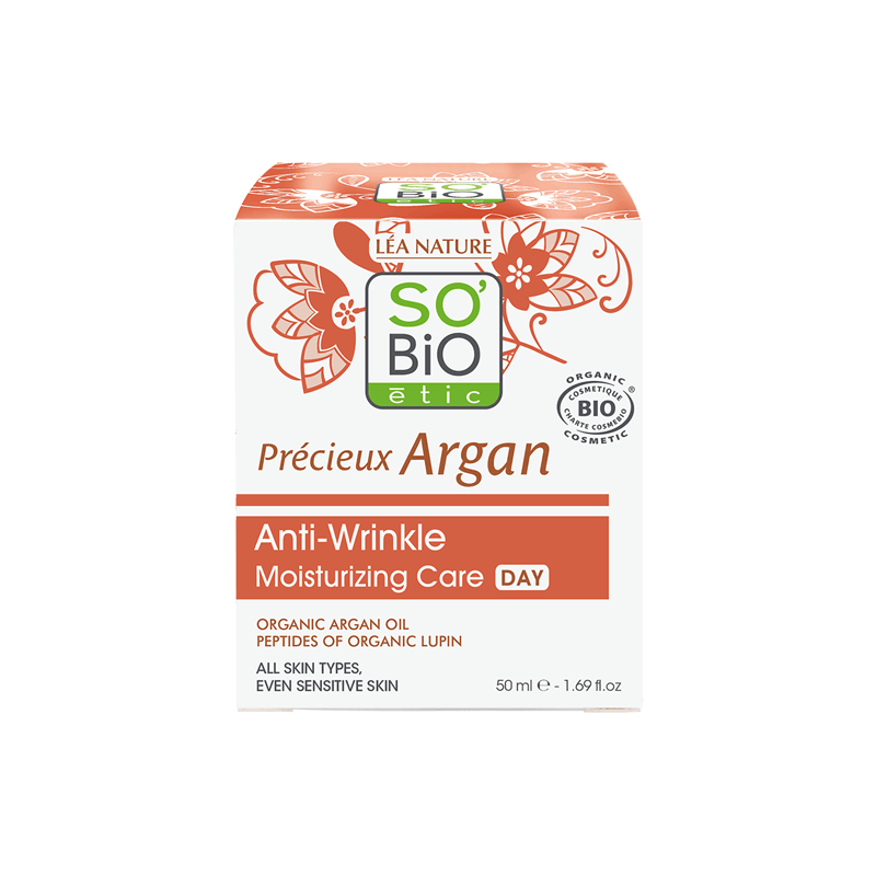 SO'BiO etic Precieux Argan przeciwzmarszczkowy krem do twarzy na dzień, olej arganowy i łubin, 50 ml
