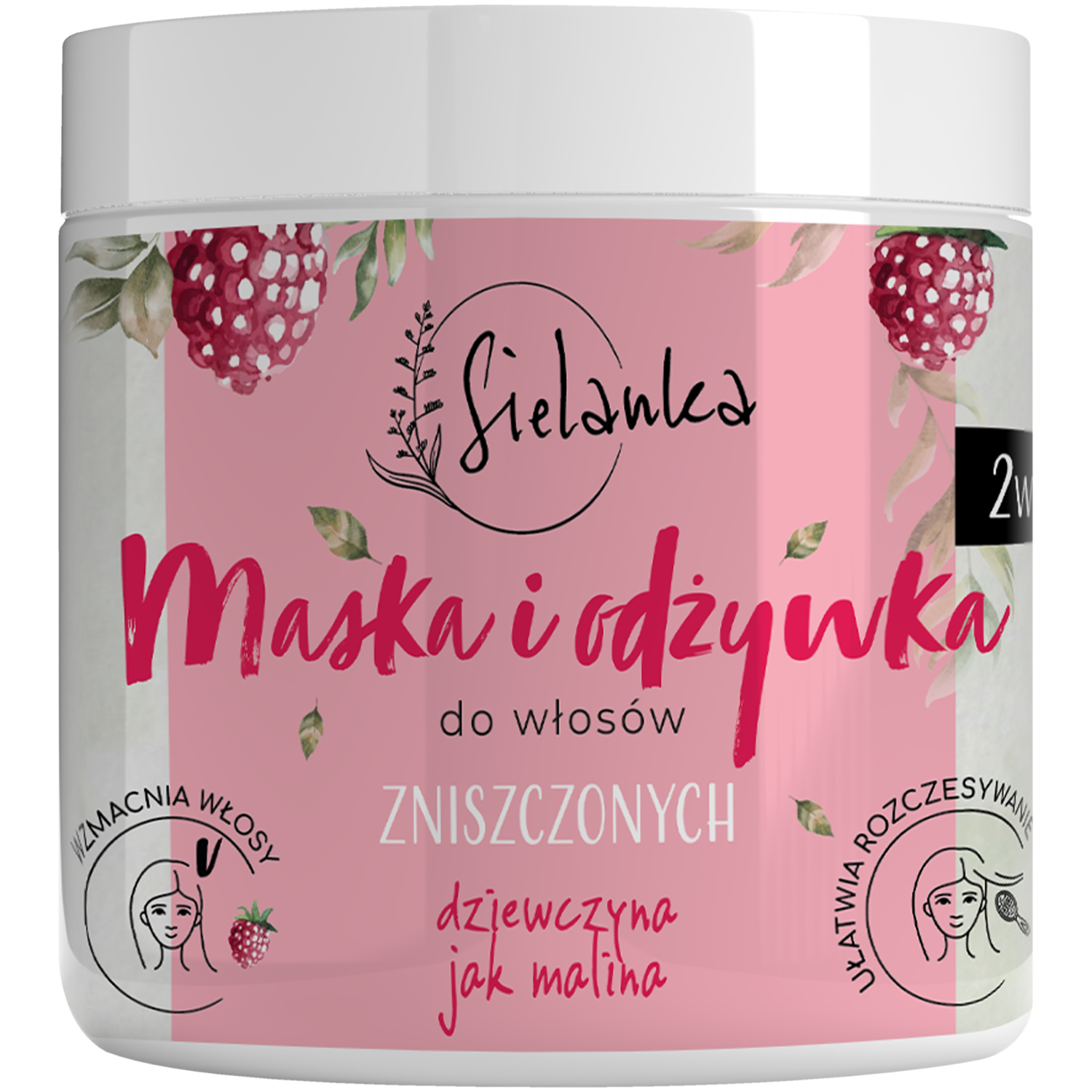 Sielanka Dziewczyna jak malina maska i odżywka 2w1 do włosów zniszczonych, 250 ml