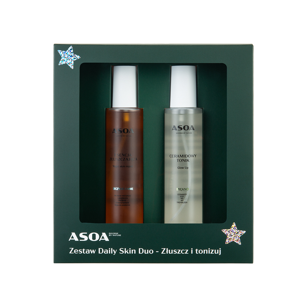 Asoa Daily Skin Duo - Złuszcz I Tonizuj zestaw: ceramidowy tonik Glow Up, 150 ml + esenacja złuszczająca, 150 ml