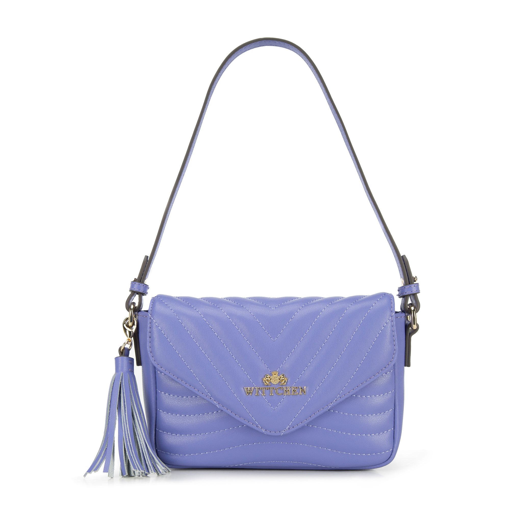 Damska torebka skórzana pikowana z chwostem jasny fiolet