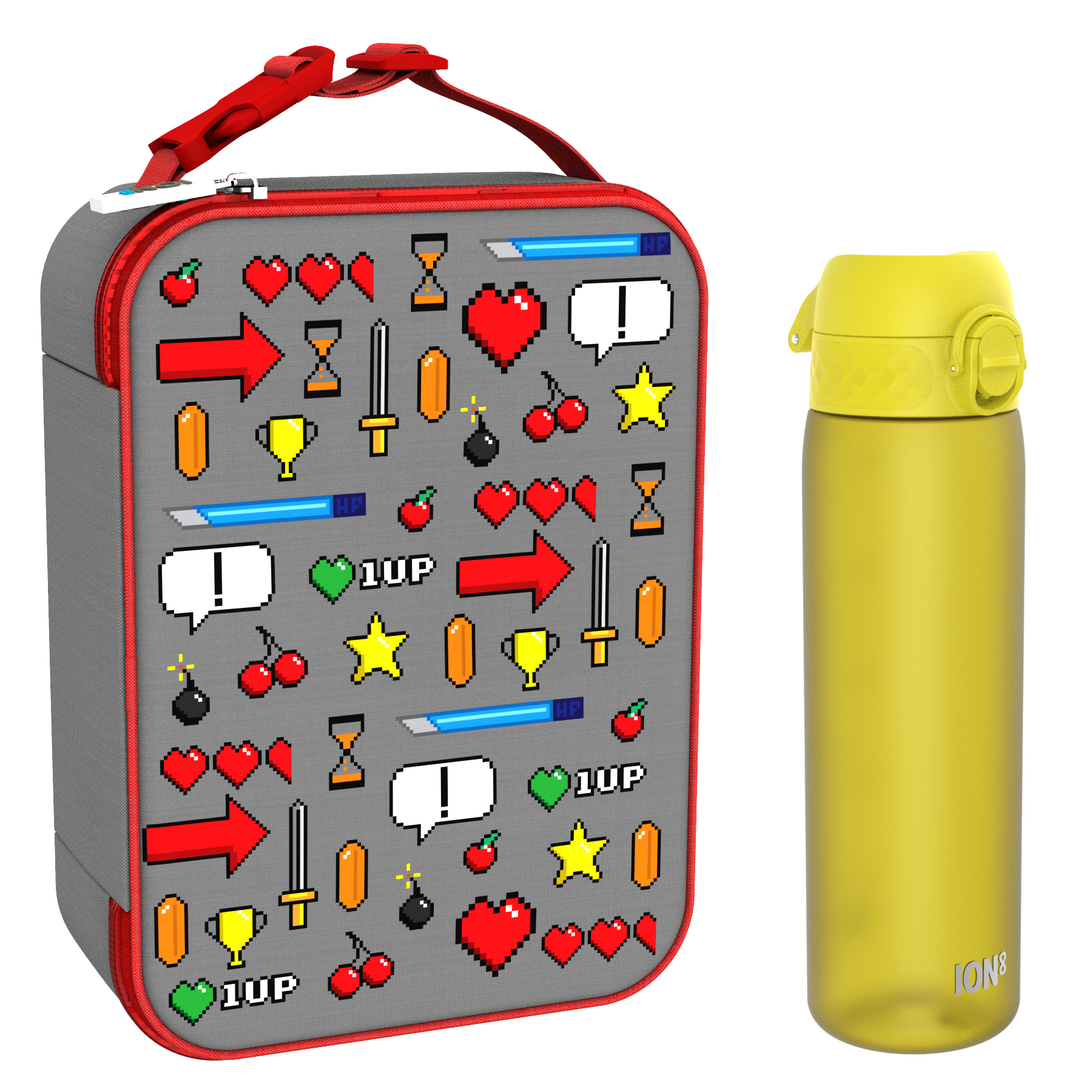 Ion8 zestaw: lunchbag Gamer, 1 szt. + bidon na wodę, poj. 0,6 l, 1 szt.