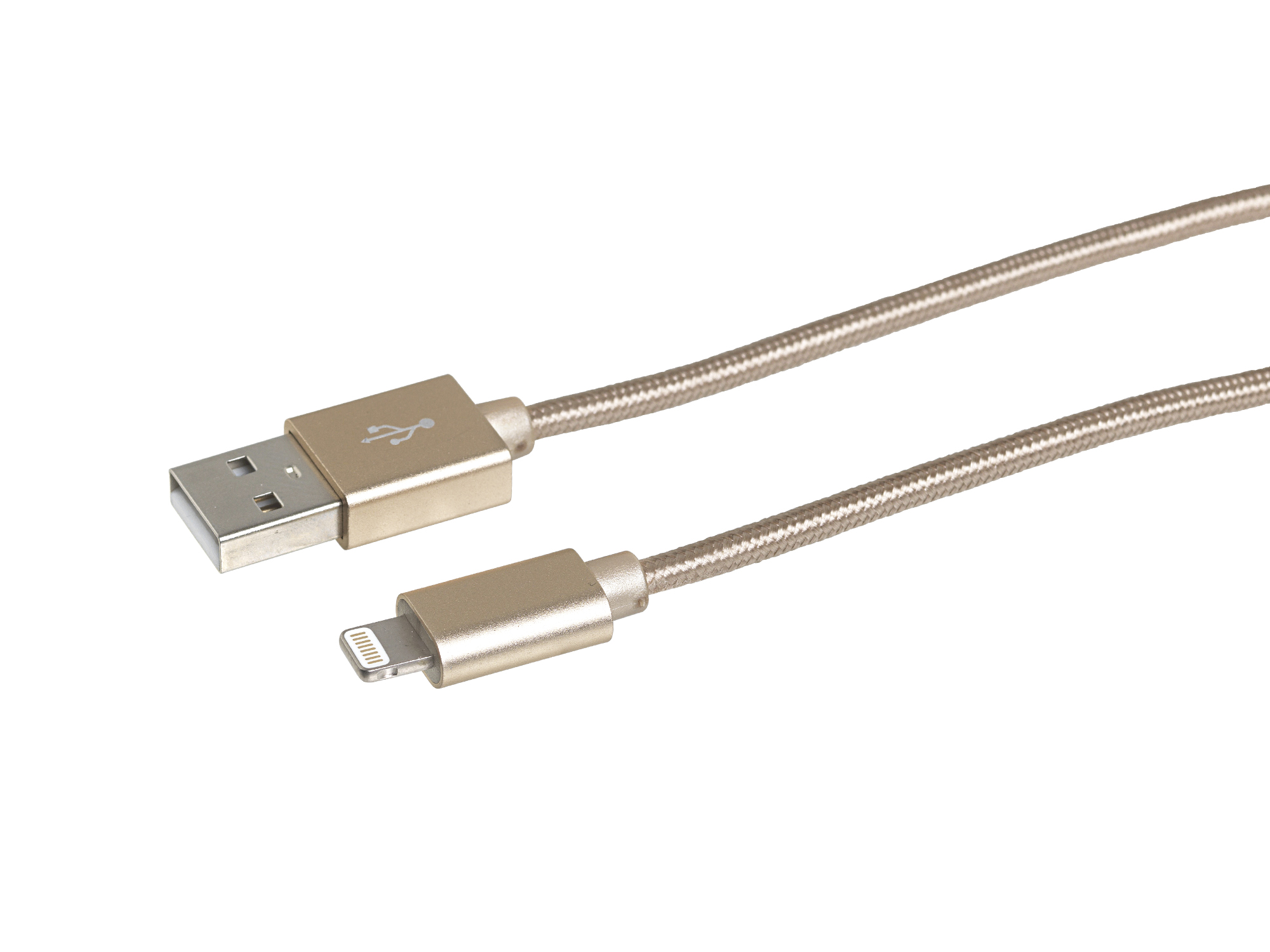 eStuff nylon Lightning Cable 2m Gold - Kabel lightning