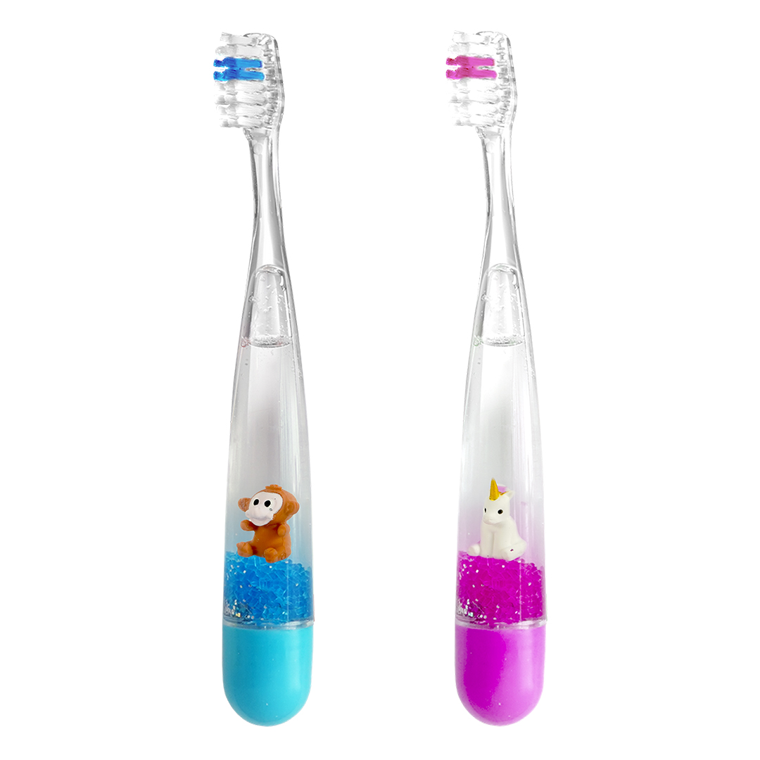 Dr Scott Unicorn/Dino/Monkey zestaw: szczoteczka do zębów niebieska, 1 szt. + szczoteczka do zębów różowa, 1 szt.