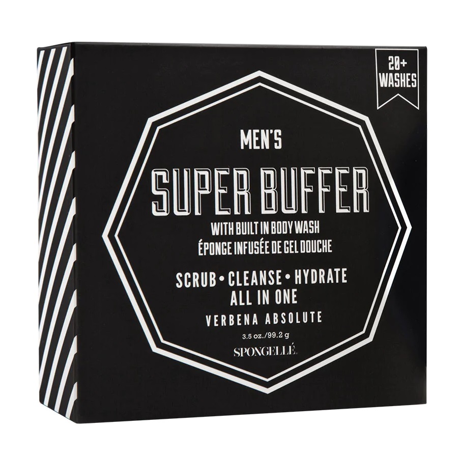 Spongelle 20+ Men's Buffer gąbka nasączona mydłem do mycia ciała Super, 1 szt.