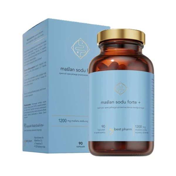 MyBestPharm Maślan Sodu Forte+ produkt specjalnego przeznaczenia medycznego, 90 kaps./1 opak.