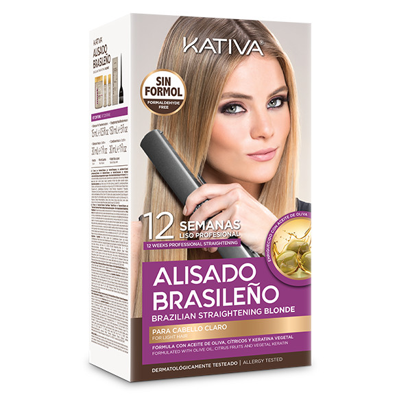 Kativa Alisado Brasileno Blonde zestaw do keratynowego prostowania włosów blond: szampon przed zabiegiem, 15 ml + szampon po zabiegu, 30 ml + odżyw...
