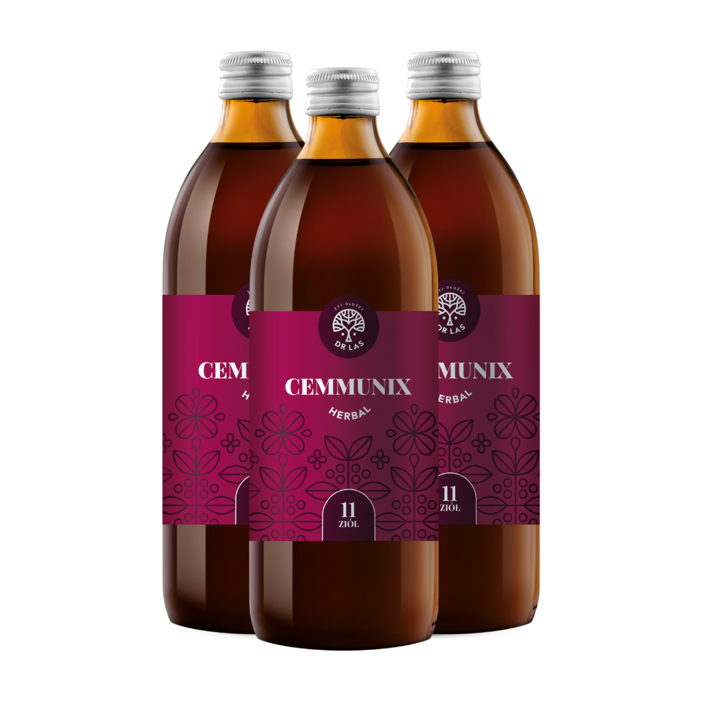 Dr Las Cemmunix Herbal zestaw: zioła na odbudowę bariery jelitowej, regenerację organizmu i wsparcie odporności, 3x500 ml