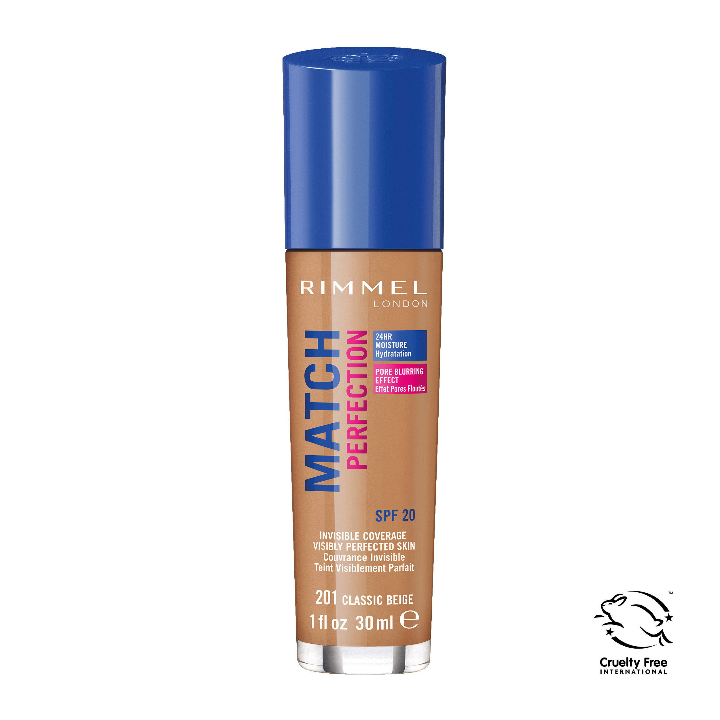 Rimmel Match Perfection nawilżający podkład do twarzy classic beige 201, 30 ml