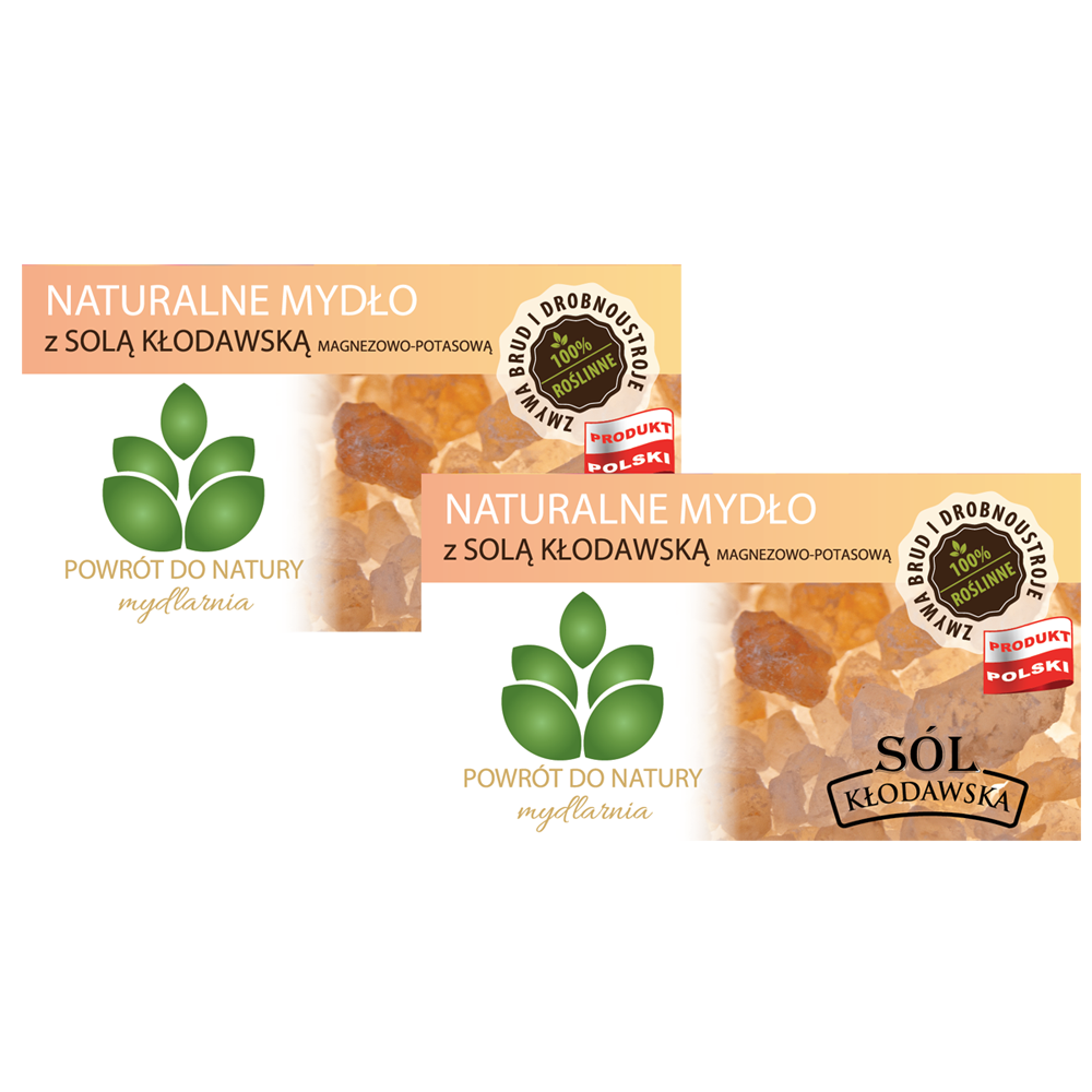 Powrót do natury 100 % roślinne naturalne mydło z solą kłodawską magnezowo-potasową, 2 szt.