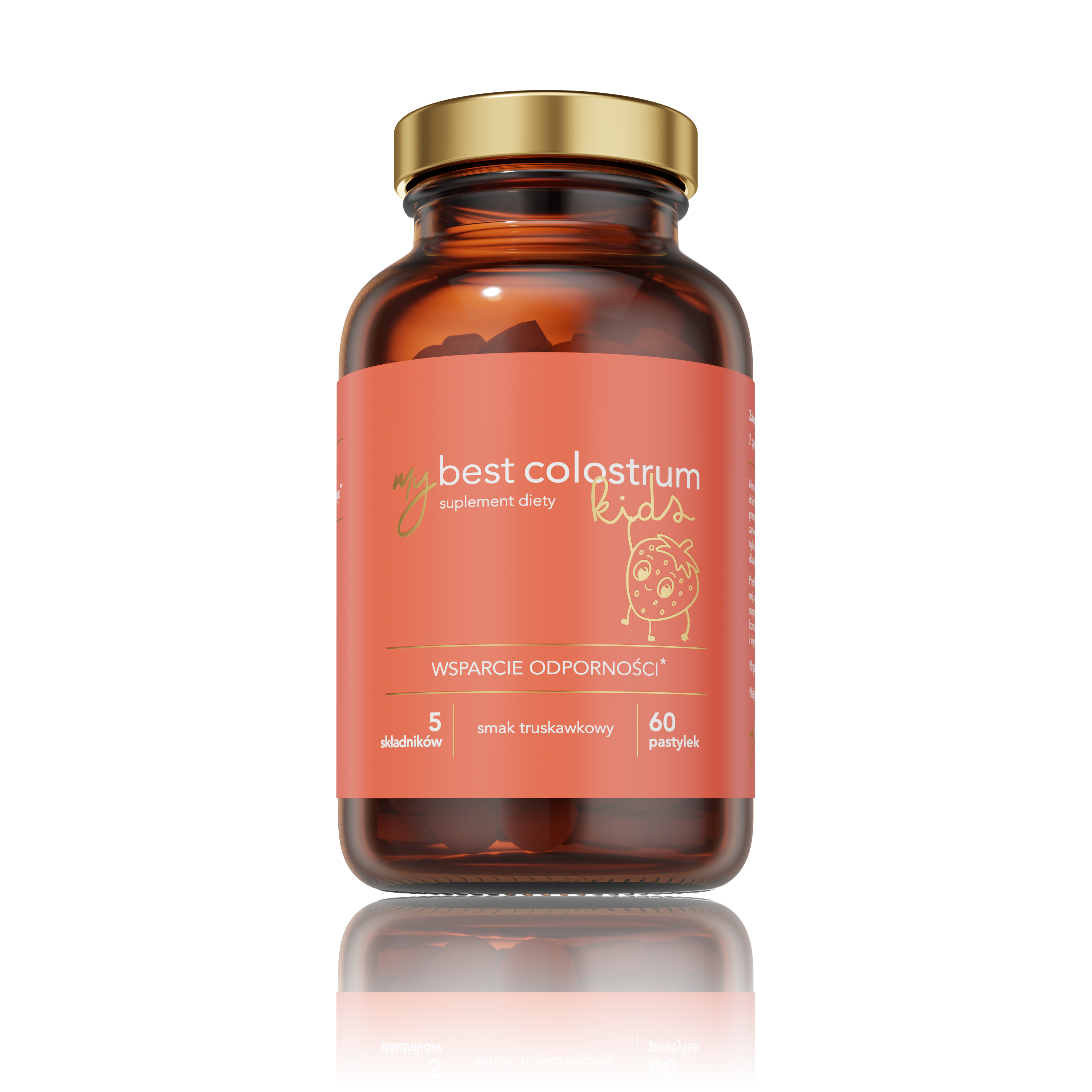 MyBestPharm MyBestColostrum Kids suplement diety w pastylkach o smaku truskawkoym, 60 szt./1 opak.