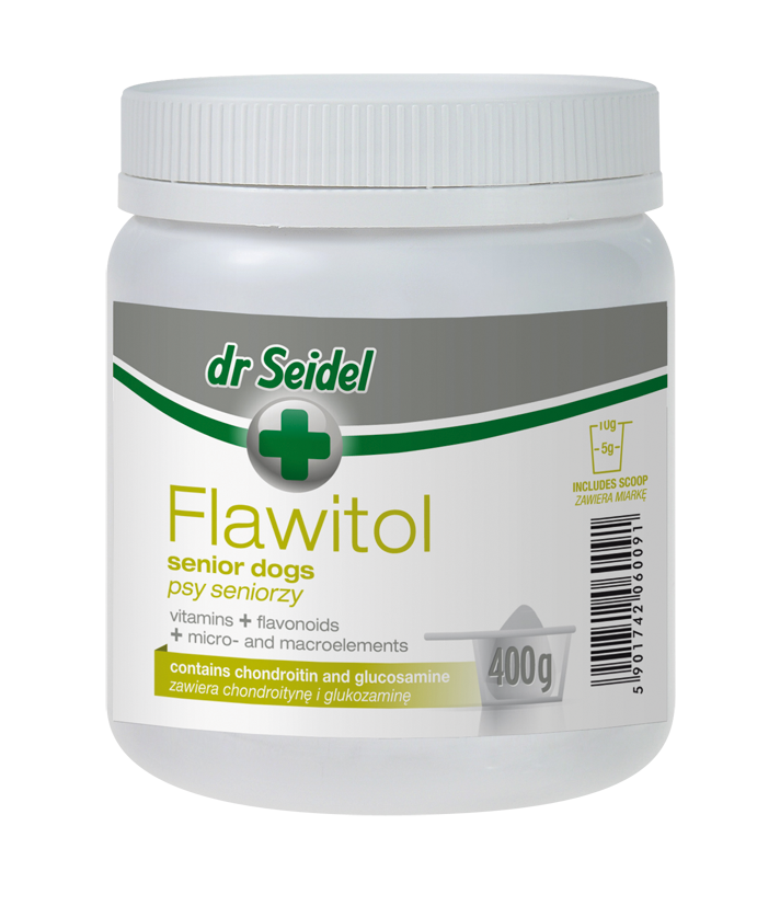 dr Seidel Flawitol Preparat witaminowo-mineralny dla psów seniorów, 400 g