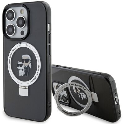 Etui KARL LAGERFELD Ring Stand Karl&Choupettte MagSafe do Apple iPhone 15 Pro Max Czarny