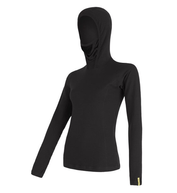 SENSOR -  Bluza z kapturem damska MERINO DF black