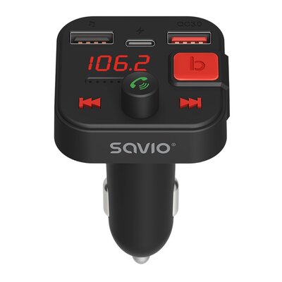 Transmiter FM 2w1 ładowarka SAVIO TR-15 Czarny